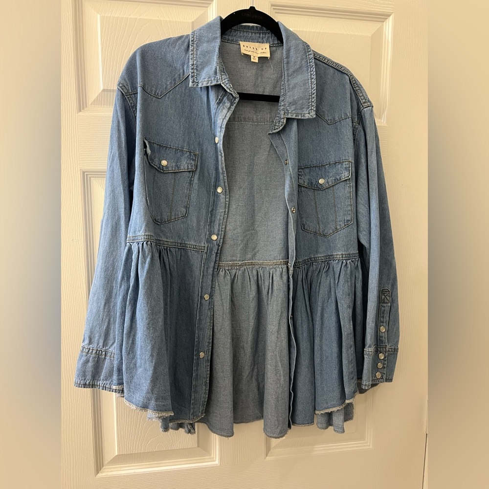 Dress Up Blue Denim Button-Up Shirt